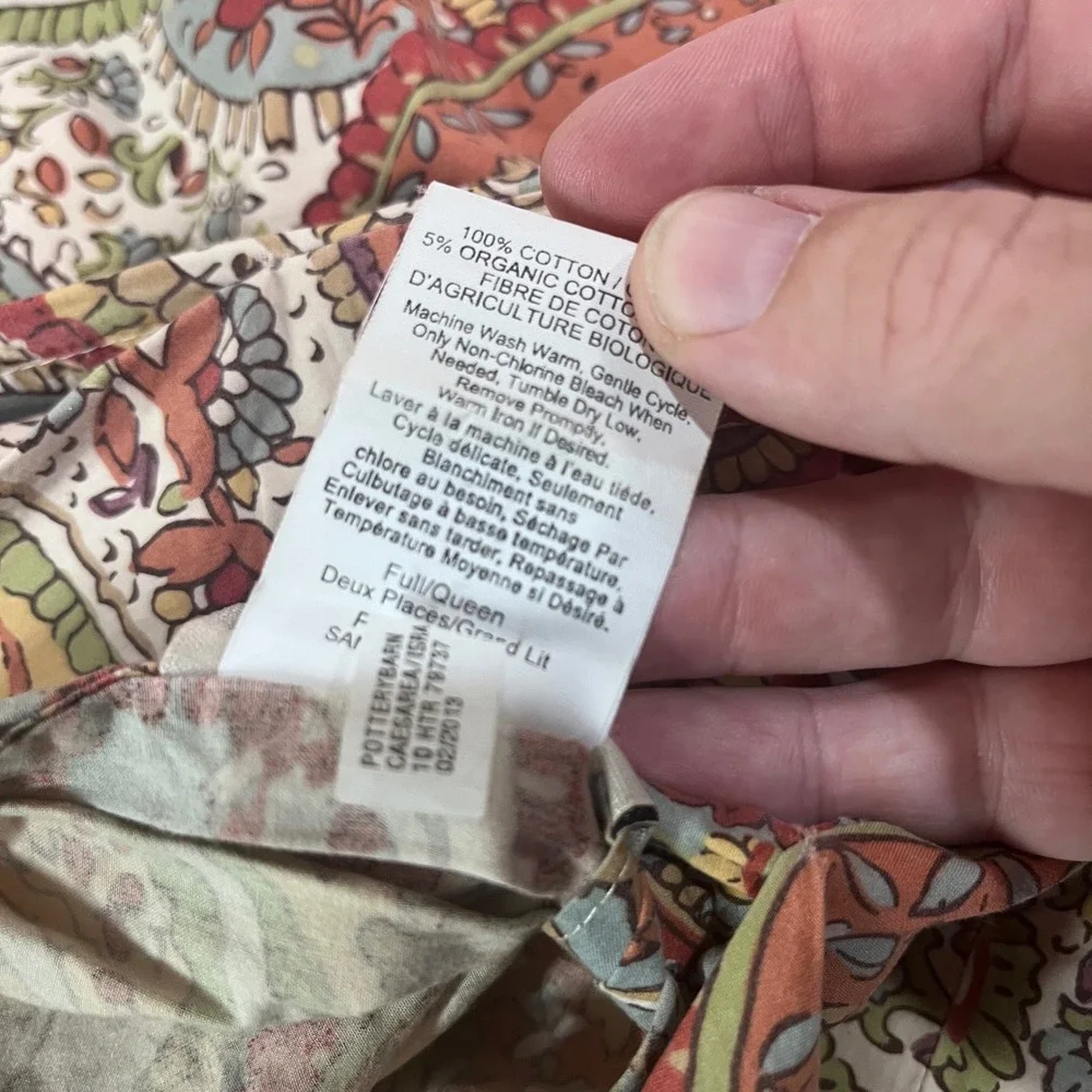 Pottery Barn Harper Paisley Full Queen Duvet Cover & 2 Shams Red Blue Gold Vtg